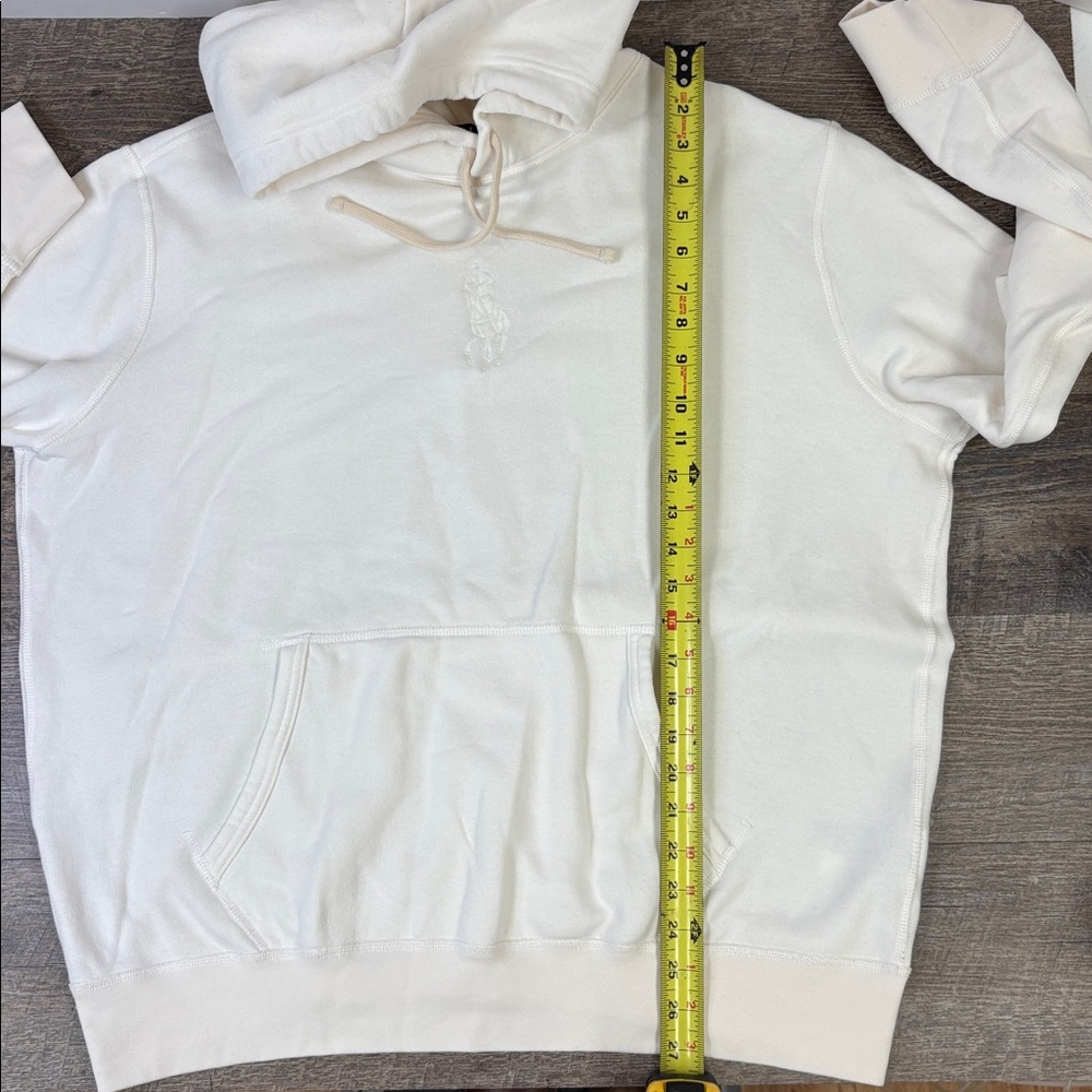 Polo Ralph Lauren Cream Embroidered Big Pony Logo Hoodie – Men’s XL - Picture 11 of 12